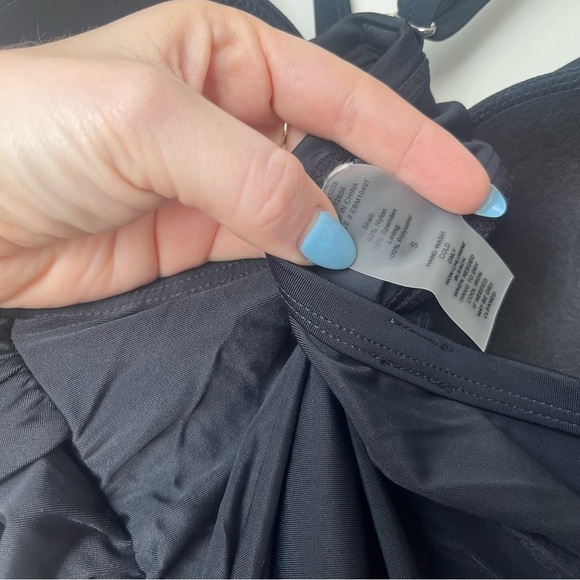 Pinkblush Black Solid Wrap Front Maternity Tankini Top S - Picture 6 of 7